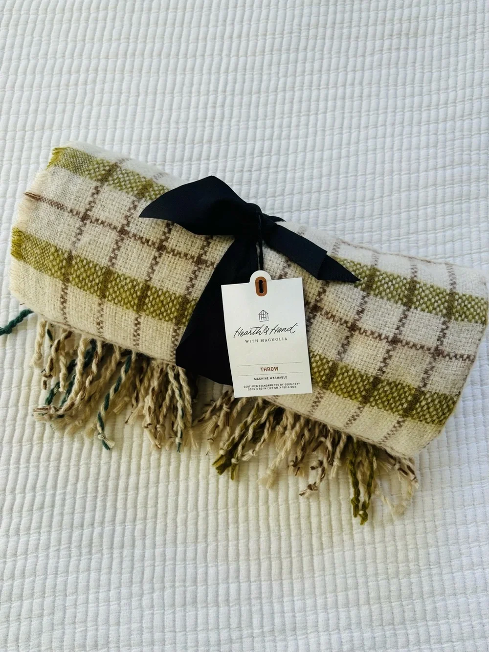 Hearth & Hand with Magnolia Plaid Lightweight Throw Blanket Brown/Green/Teal NWT